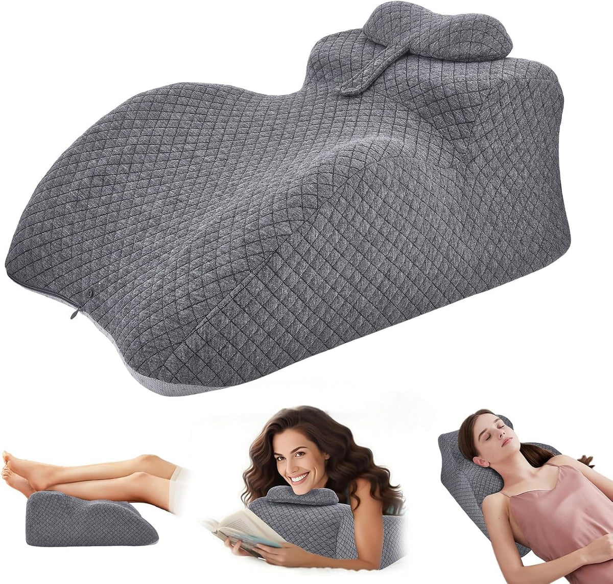 Pernă de citit – pernă pentru spate, tetieră reglabilă, pernă de citit din spumă cu memorie pentru pat, pernă ergonomică pentru spate pentru gât și picioare, pernă cu suport lombar