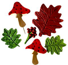 Set de 6 adornos comestibles de otoño para tartas – Hechos a mano en pasta de azúcar, 5–9 cm