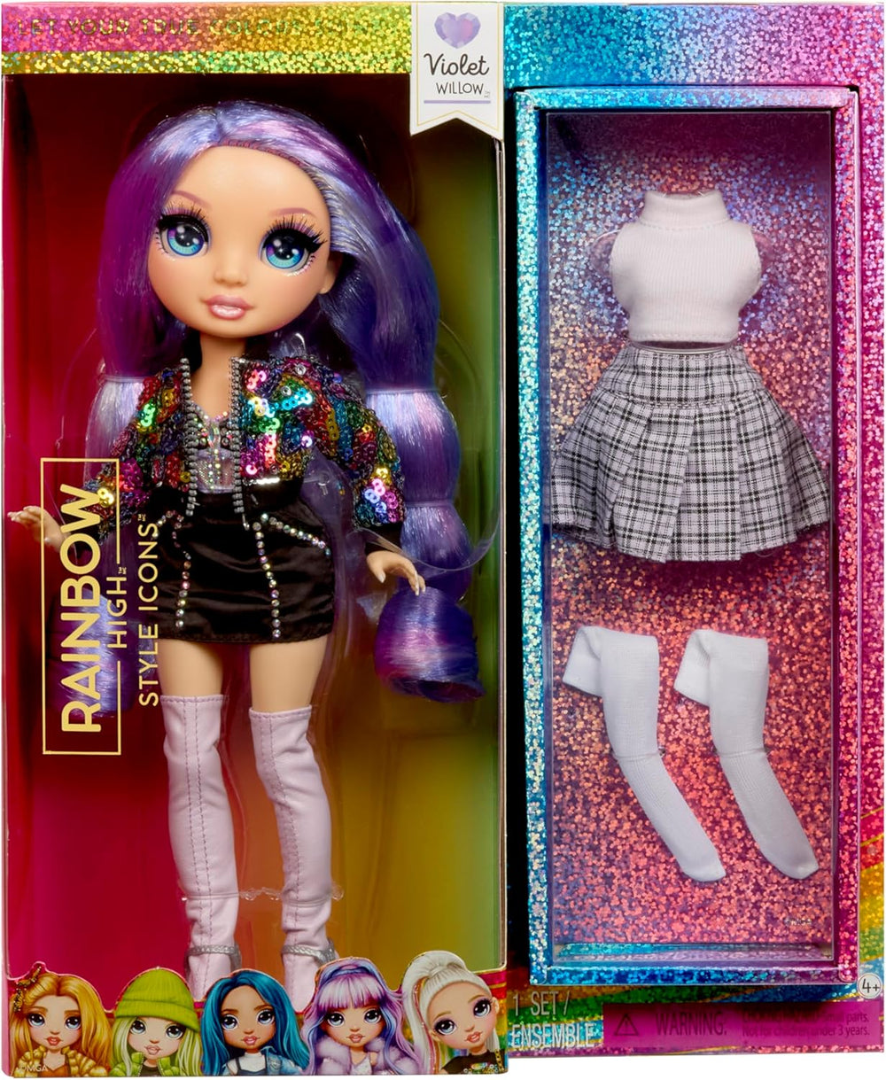 Rainbow High Style Icons Jade – 28 cm Modepuppe mit Langem, Kämmbarem Haar, Zweitem Outfit, Passender Tasche und einem Zweiten Paar Schuhe, Beweglich mit 13 Gelenkpunkten