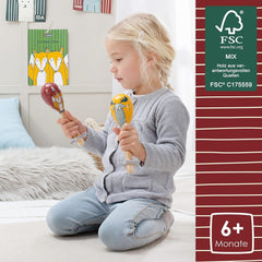 HEJ LØNNE set de 2 clopoței din lemn - Maracas copii - instrument muzical din lemn pentru a promova abilitățile motorii, coordonarea și comportamentul social - clopoțel din lemn pentru copii - jucărie pentru copii Jucarii Bebe Naty Shop