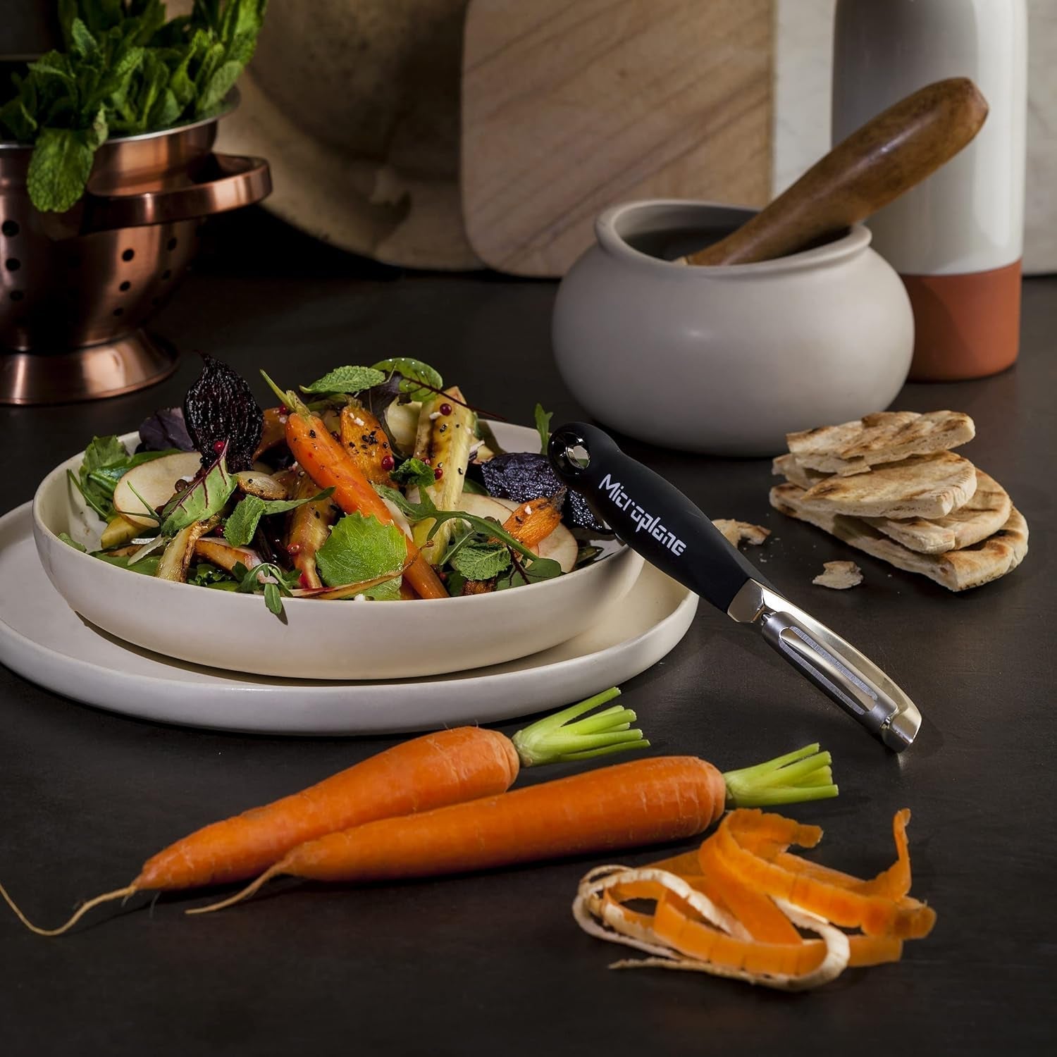 Naty Shop Pelador Ambidiestro Profesional Microplane de Doble Hoja de Acero Inoxidable