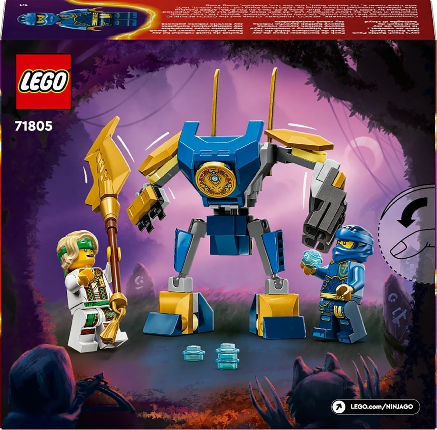 LEGO NINJAGO Jay Battle Mech, juguete ninja para niños con figuras, incluida minifigura de Jay con mini katana, figuras de acción y mech, pequeño regalo para niños y niñas creativos a partir de 6 años 71805 Juegos de construcción Besuche den LEGO-Store