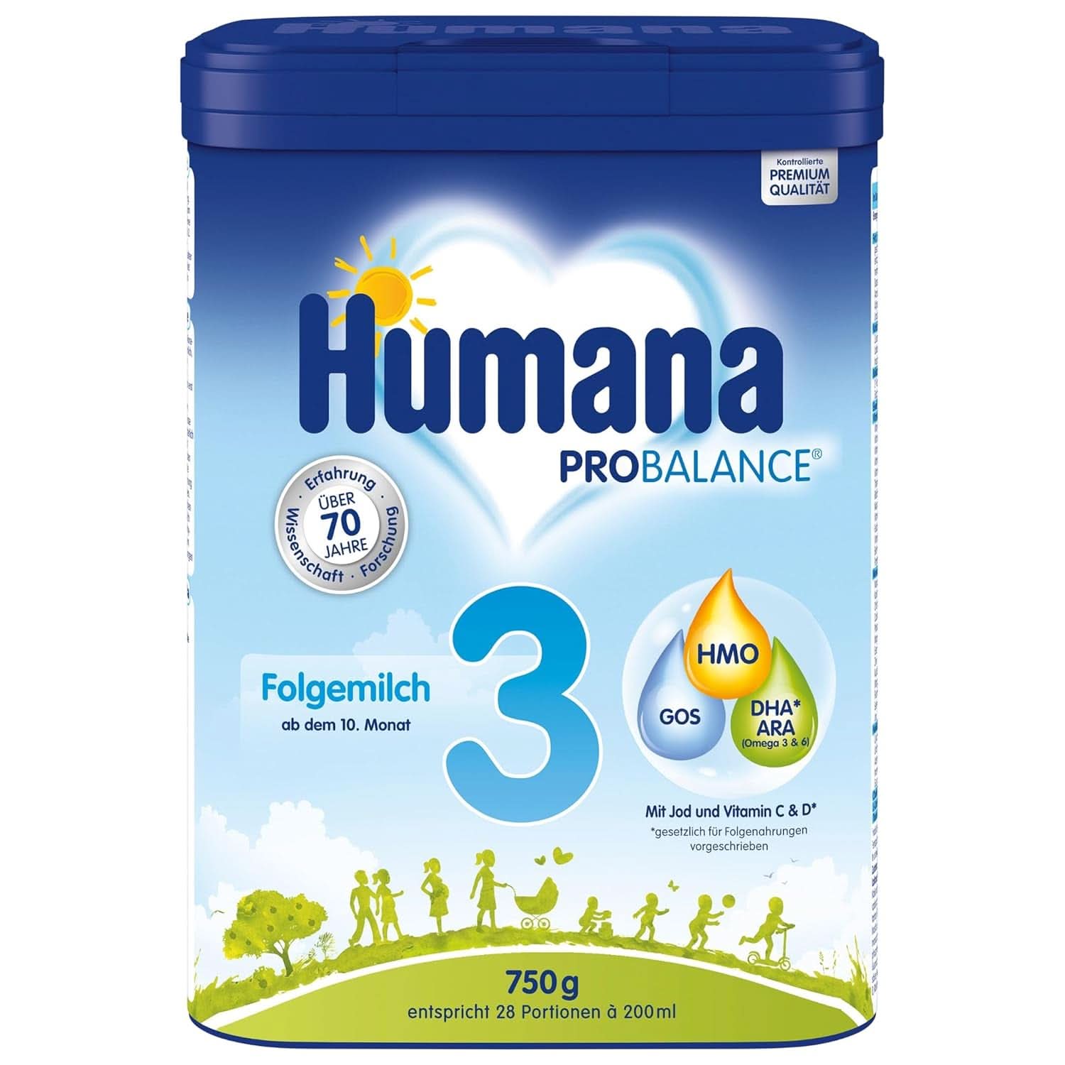 Humana PROBALANCE leche de continuación 3, a partir del 10º mes, alimento para bebés después de la lactancia, alimento inicial o leche de continuación 2, ideal para alimentación complementaria, 750 g Madre e Hijo Naty Shop 750 gramos