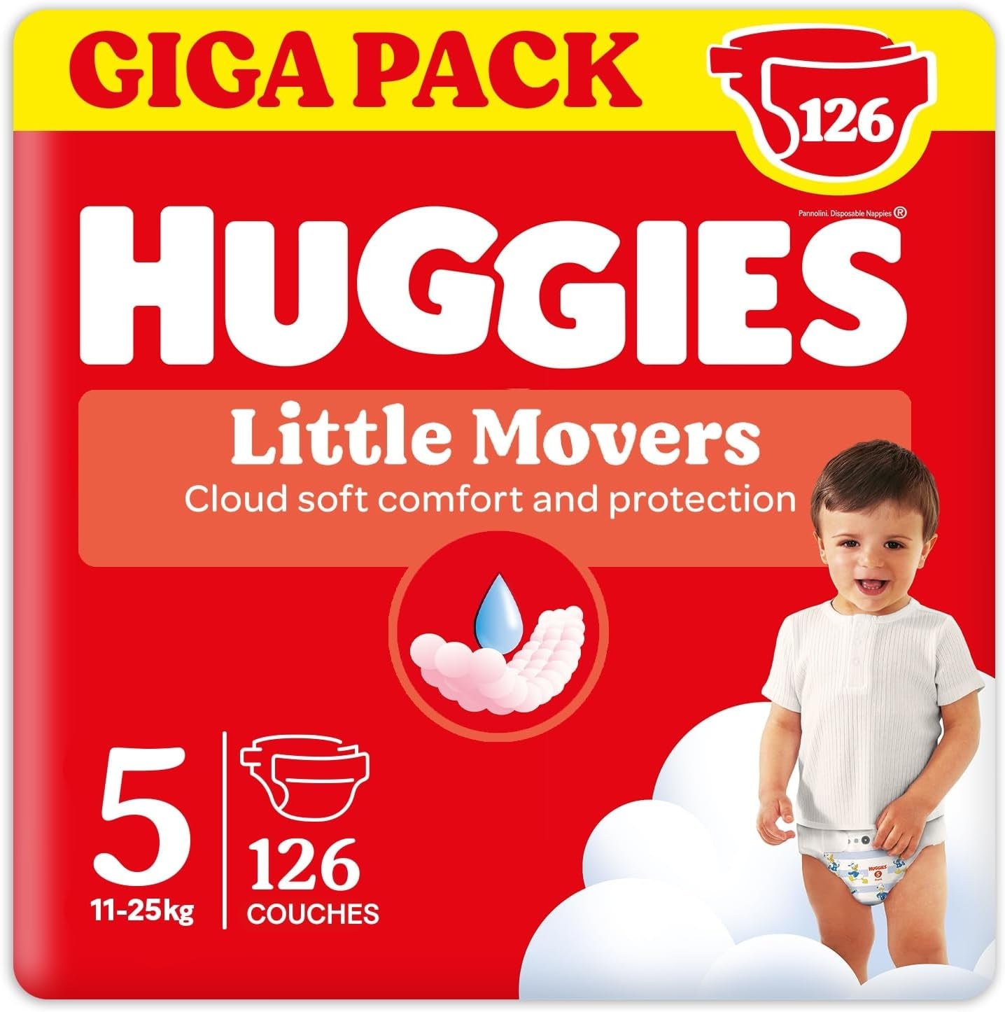 Huggies Pañales para bebé Little Movers, diseño de Disney, tamaño 5, 126 unidades (3 x 42), caja mensual