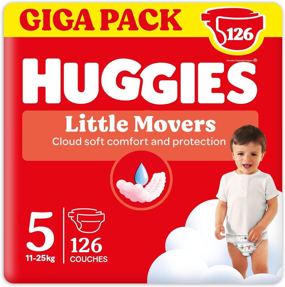 Huggies Pañales para bebé Little Movers, diseño de Disney, tamaño 5, 126 unidades (3 x 42), caja mensual