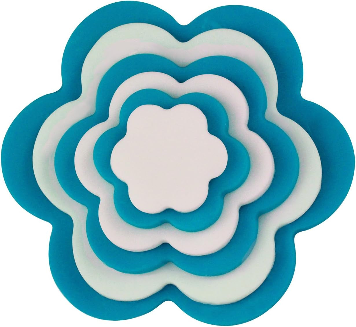 6 buc. decupaje din plastic FLOWER pentru glazură, fondant, decorațiuni tort cu zahăr, 11,5 x 1 x 11,5 cm, fildeș