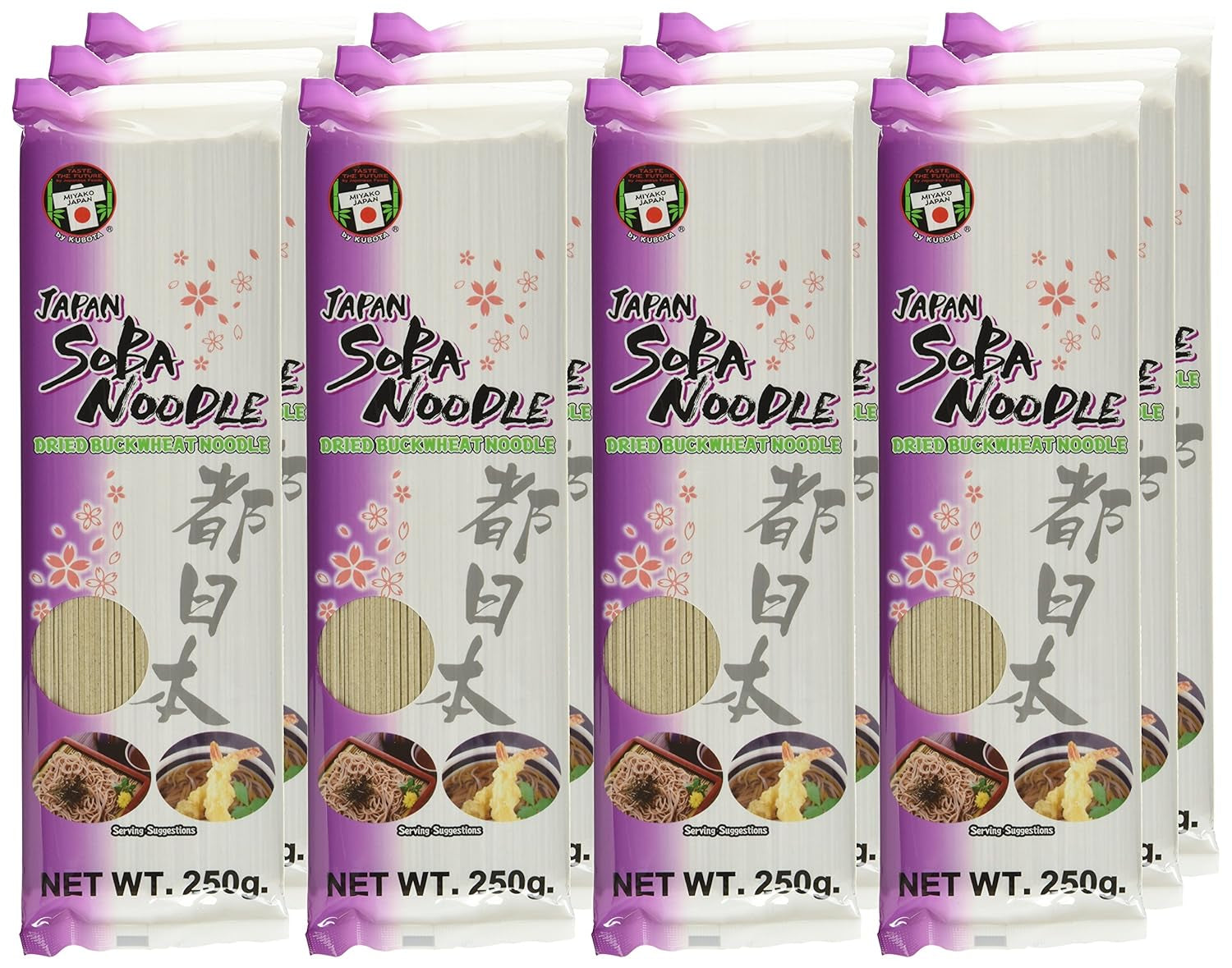 Fideos de trigo sarraceno Miyako, secos (Soba), paquete de 12 (12 x 250 g)