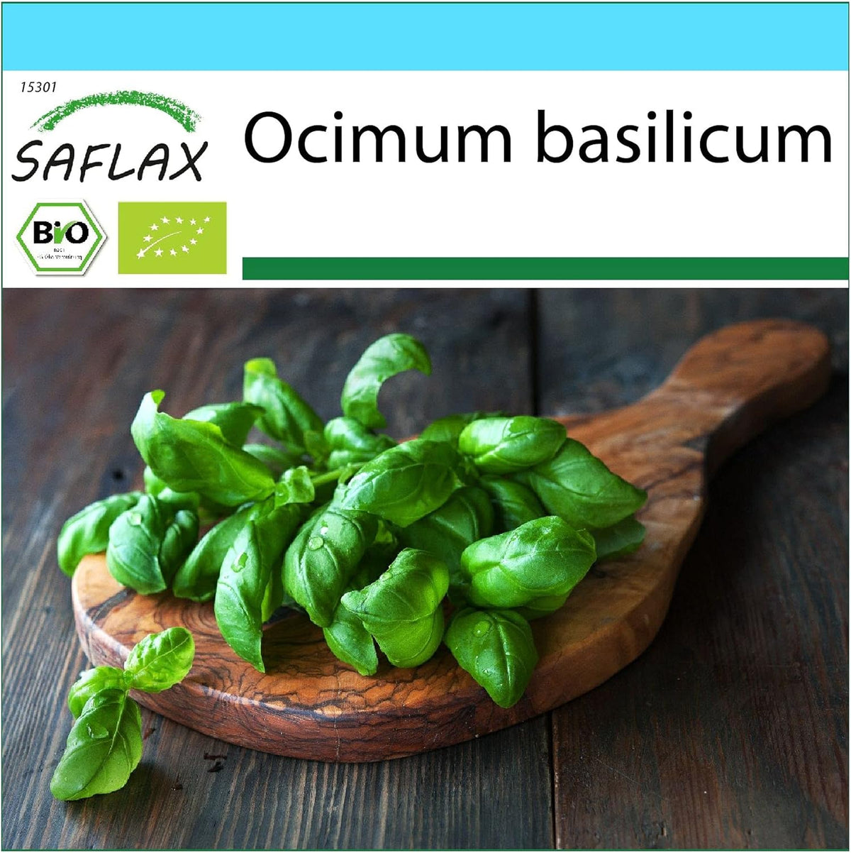 SAFLAX - Geschenk Set - BIO - Basilikum Sweet Genovese - 800 Samen - Mit Geschenk- / Versandbox, Versandaufkleber, Geschenkkarte Und Anzuchtsubstrat - Ocimum Basilicum