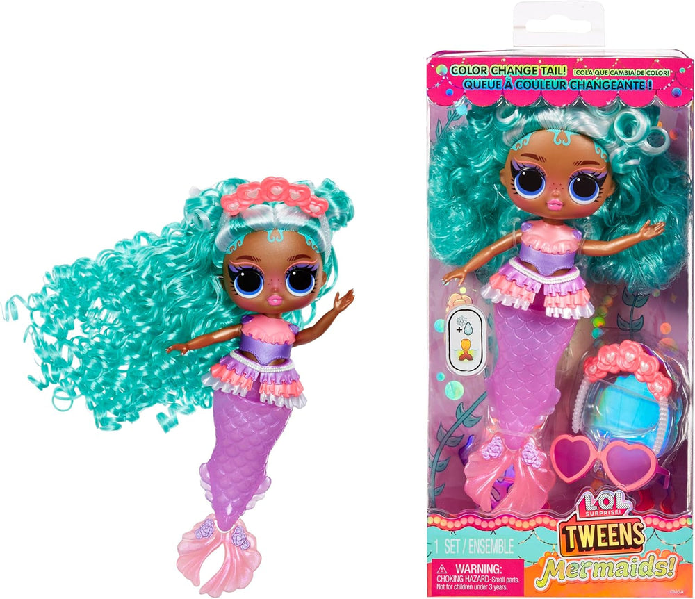 jajaja ¡Sorpresa! Preadolescentes - Sirena Lola Waves - muñeca de moda con cola que cambia de color, aleta móvil y bonitos accesorios - juguete para niños y coleccionistas a partir de 4 años Naty Shop Serena Finn Dolls