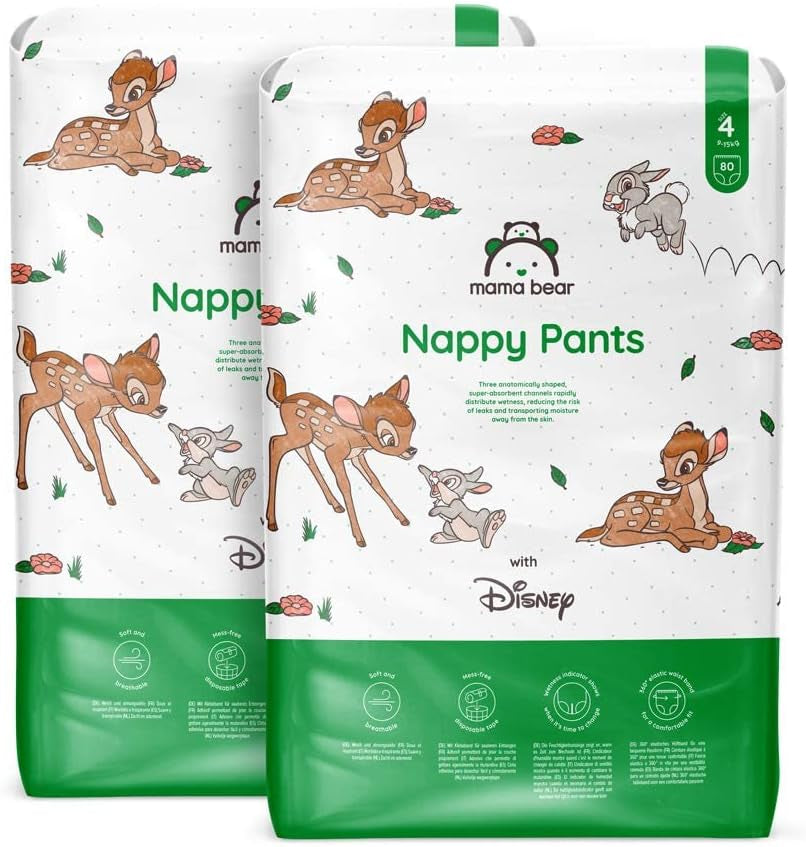Marcă Amazon: Mama Bear Disney Mărimea 6 (15+ kg) – Pachet lunar, Alb, 120 de bucăți (2 pachete a câte 60)