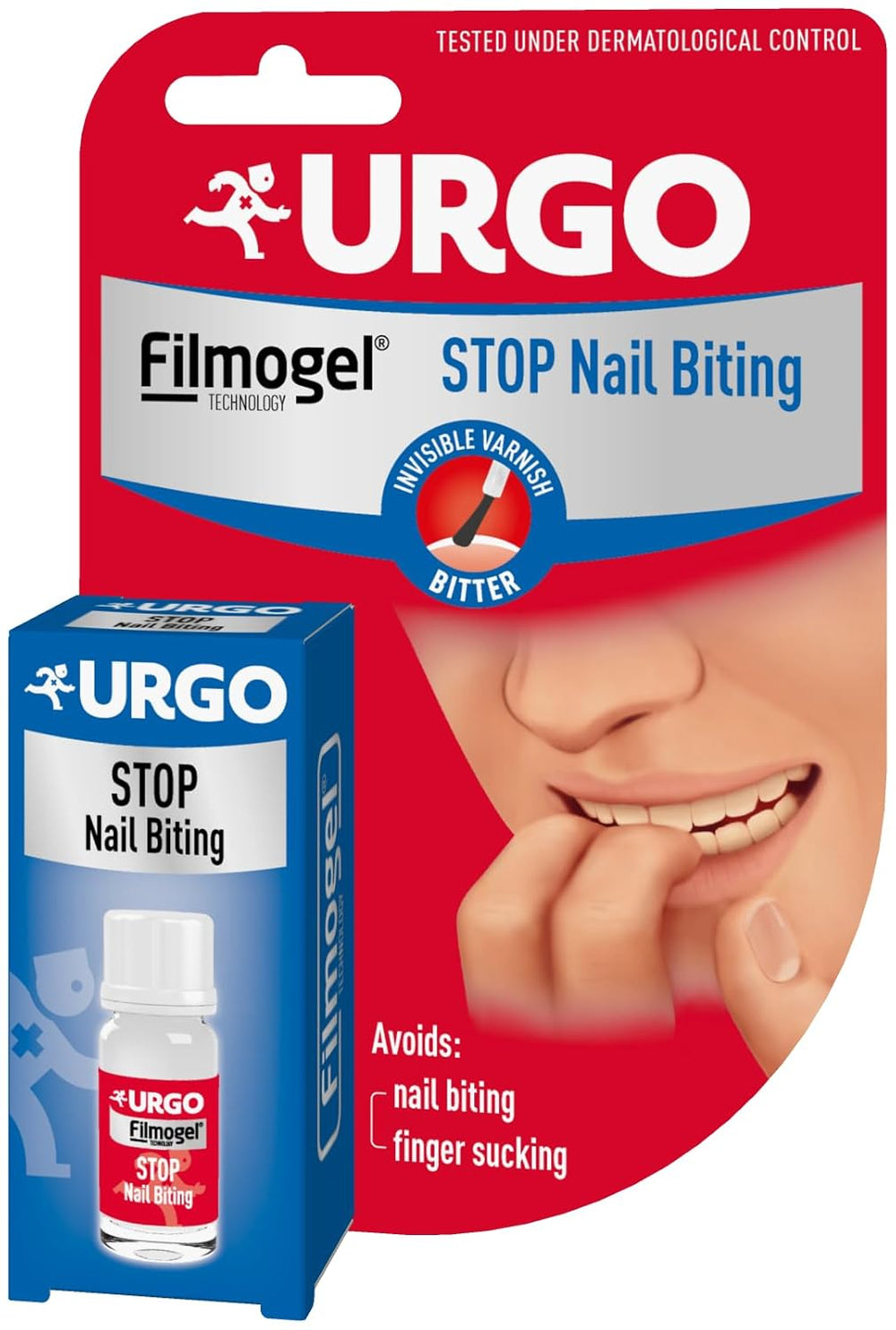 Urgo - Stop Red Nails - esmalte de uñas transparente con sabor amargo - para uñas mordidas y estropeadas y para chuparse el dedo - a partir de 3 años - 9 ml - 40 aplicaciones