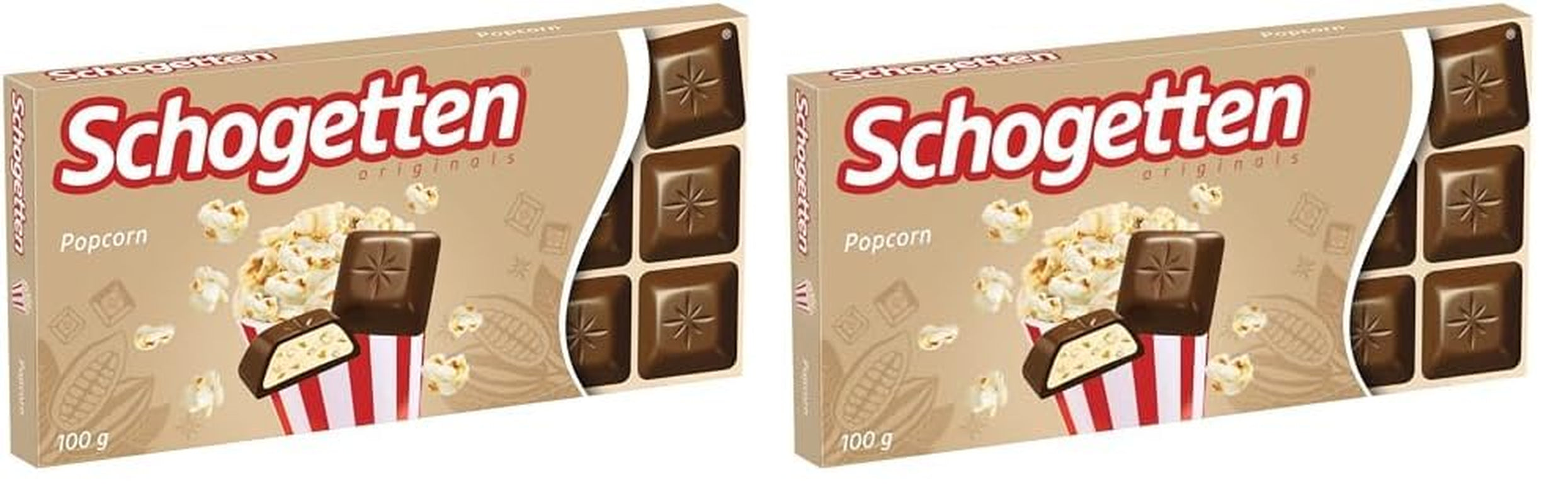 Palomitas Schogetten 1 barra de chocolate x 100g, chocolate con leche con palomitas y trozos de maíz, prácticas piezas individuales. Un manjar. Pieza por pieza.