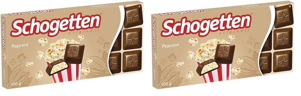 Palomitas Schogetten 1 barra de chocolate x 100g, chocolate con leche con palomitas y trozos de maíz, prácticas piezas individuales. Un manjar. Pieza por pieza.