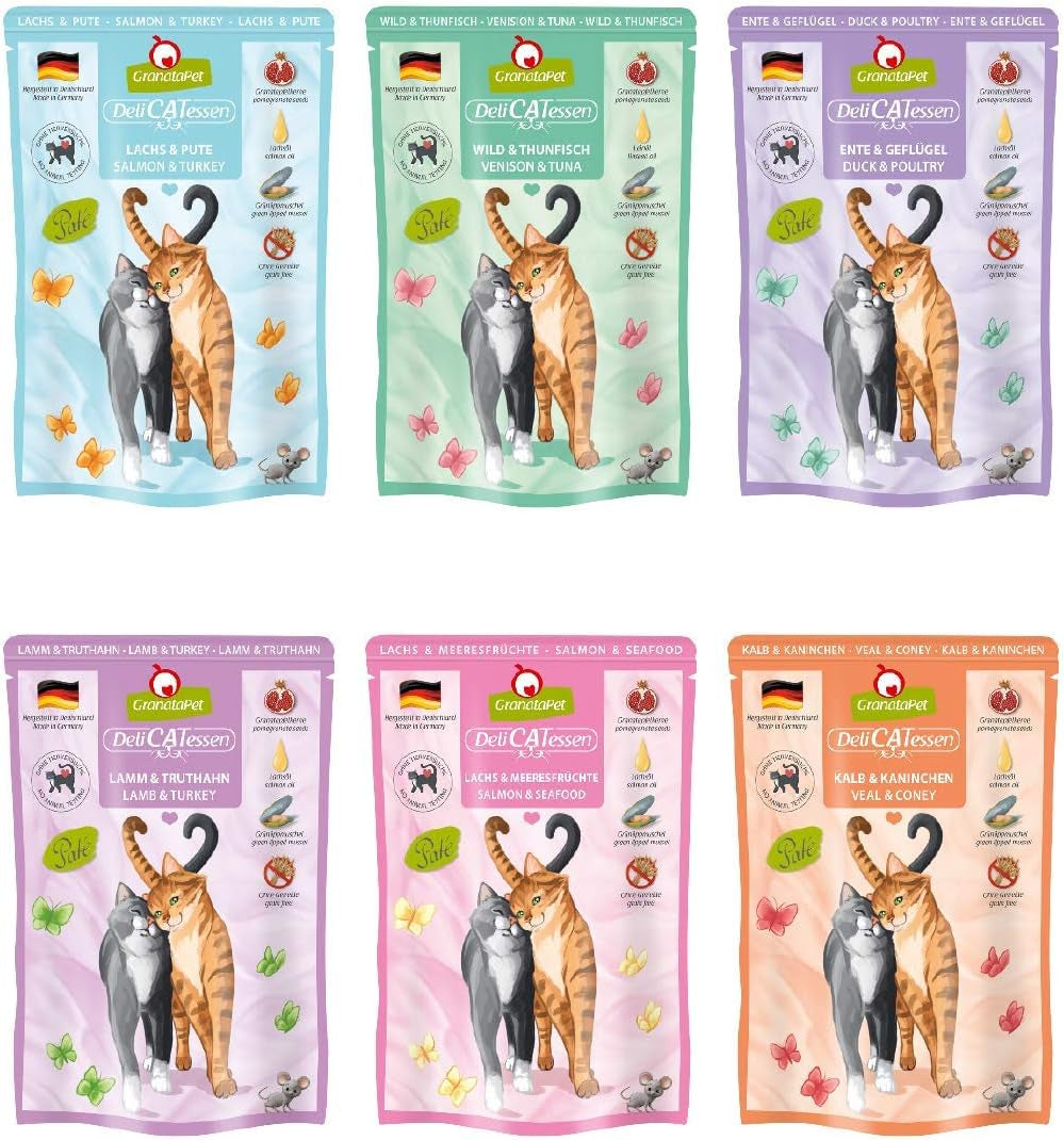Granatapet Delicatessen Chicken PUR, hrană umedă pentru pisici, hrană fără cereale & fără zahăr adăugat, hrană pentru pisici cu conținut ridicat de carne & uleiuri de înaltă calitate, 6 X 400 G