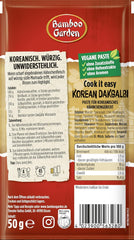 Jardín de bambú - Dakgalbi Würzpaste coreano | Zum Marinieren von Hühnchen, Gemüse und Tofu | Para 4 porciones | Ingredientes veganos y naturales | 50 gramos en bolsa