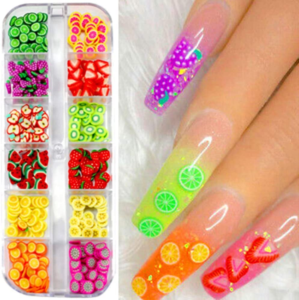 4 Set Nagel Obst Scheiben, Basicon Niedliche Obst Polymer Scheiben Obst Scheibe Nail Nagel 3D Obstscheibe Nail Art Slice Für DIY Liefert Maniküre Dekoration Schleim Zubehör Nageldekorationen, 4 Stile