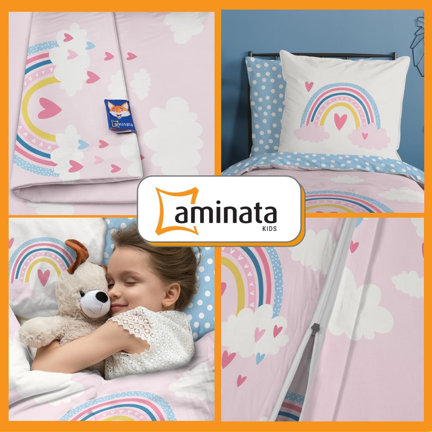 Aminata Kids Ropa de cama para niños, arcoíris, reversible Ropa de cama - infantil Naty Shop