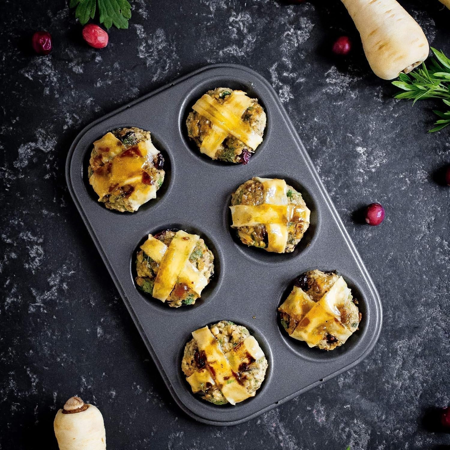 Masterclass 6-Loch-Muffinblech Mit PTFE-, PFOA- Und Bpa-Freiem Antihaftbeschichtung, Robustes 1Mm Dickes Karbonstahlblech, 27 X 18Cm Moldes y bandejas para cupcakes con forma de cupcakes Naty Shop