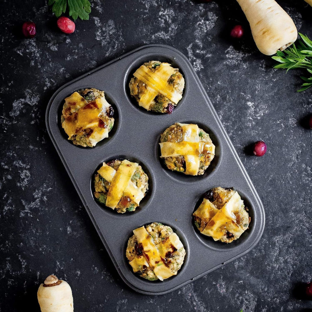 Masterclass 6-Loch-Muffinblech Mit PTFE-, PFOA- Und Bpa-Freiem Antihaftbeschichtung, Robustes 1Mm Dickes Karbonstahlblech, 27 X 18Cm Moldes y bandejas para cupcakes con forma de cupcakes Naty Shop