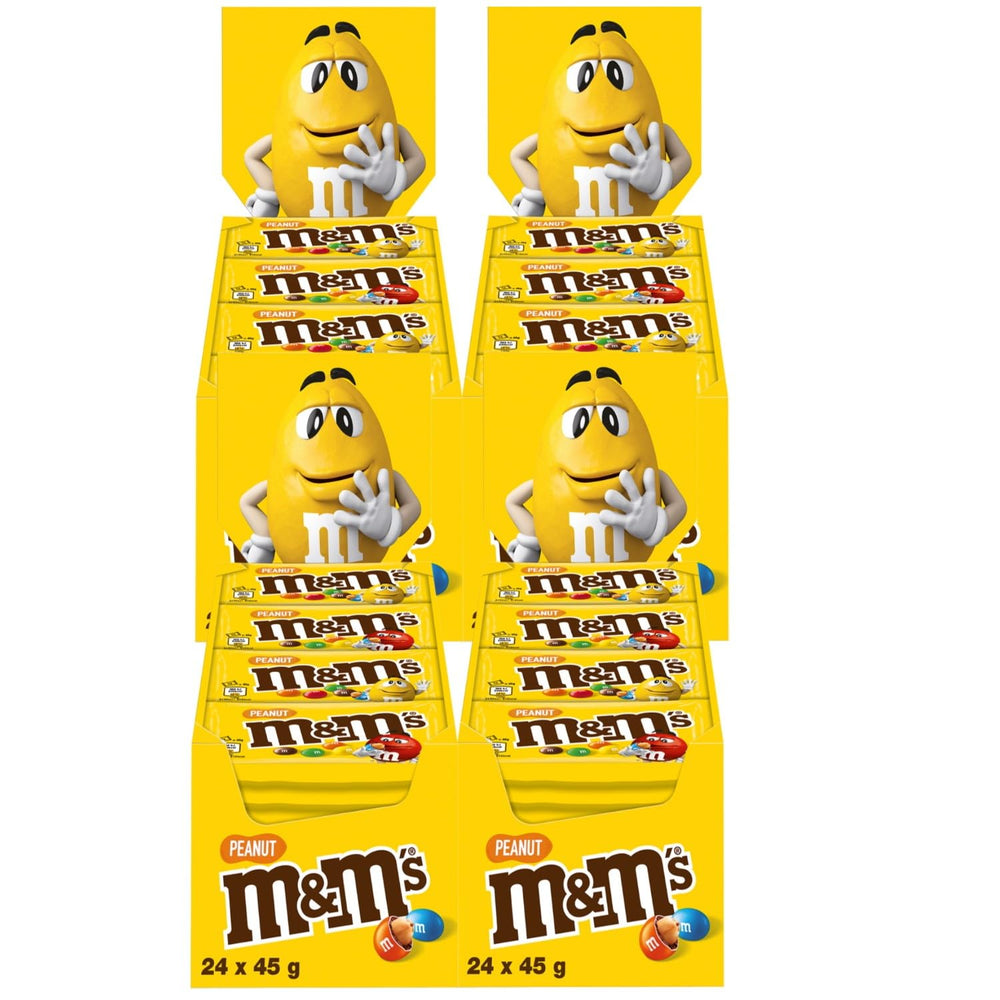 Paquete a granel de chocolate con maní de M&M, 24 x 45 g, lentejas con sabor a maní y chocolate, regalo de chocolate (1080 g), ideal como regalo con temática de fútbol