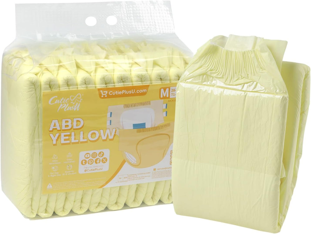 CutiePlusU Pañales para Adultos, Paquete de 10 Bragas Desechables para Incontinencia con Lazos para Mujeres y Hombres, Máxima Absorbencia Durante la Noche - Blanco (Tamaño Mediano 71-96cm)
