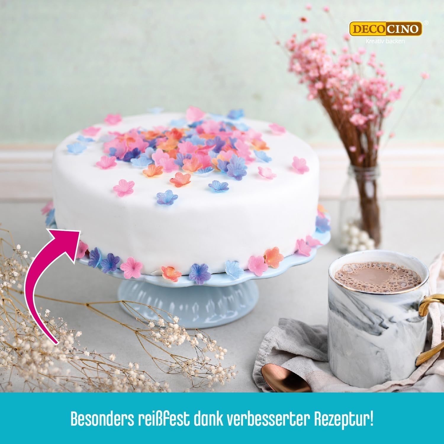 DECOCINO Rollfondant Decke Weiß – 300G – Gebrauchsfertige Fondant-Decke, Zum Eindecken & Verzieren Von Torten Und Kuchen – Glaseados y decoración veganos y sin gluten Naty Shop