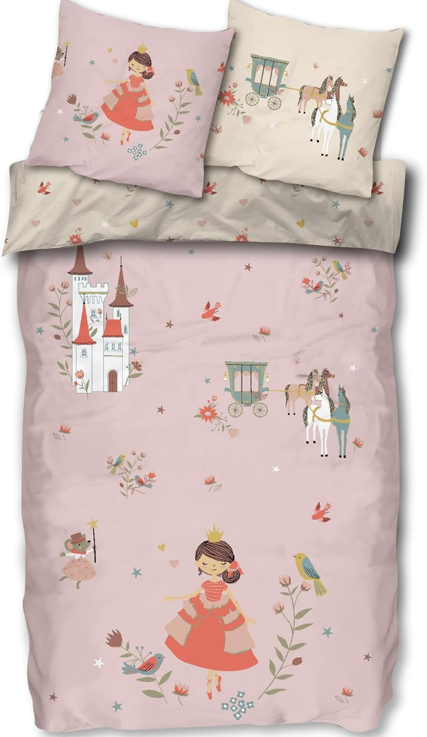 Skybrands Bettwäsche Prinzessin 135X200 [Mit Beutel] Einhorn Mädchen Bettwäsche Baumwolle 2 TLG. 1X Bettbezug 1X Kissenbezug Naty Título predeterminado de la tienda