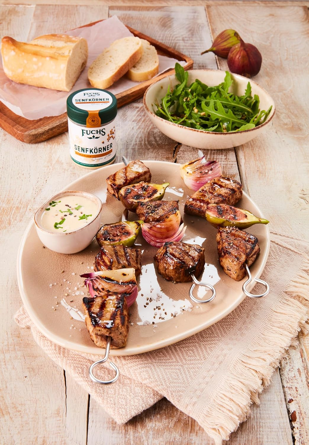 Fuchs Gewürze - Senfkörner gemahlen - für die Zubereitung von Rubs, zum Verfeinern von Suppen und Saucen - ingredientes naturales - 45 g en wiederverwendbarer, recyclebarer Dosis