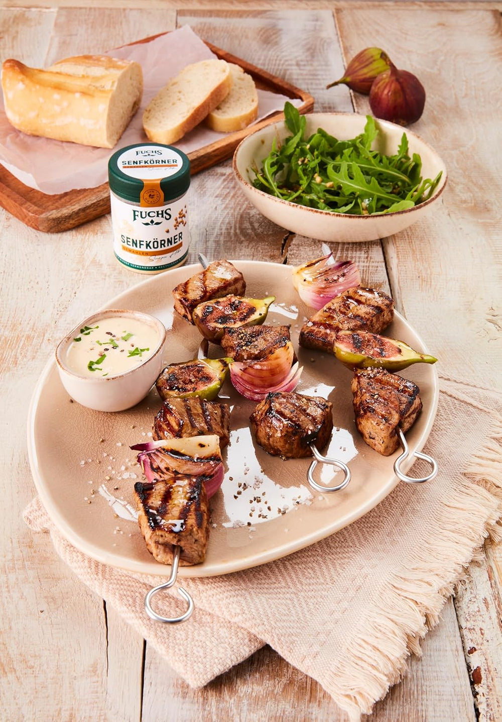 Fuchs Gewürze - Senfkörner gemahlen - für die Zubereitung von Rubs, zum Verfeinern von Suppen und Saucen - ingredientes naturales - 45 g en wiederverwendbarer, recyclebarer Dosis