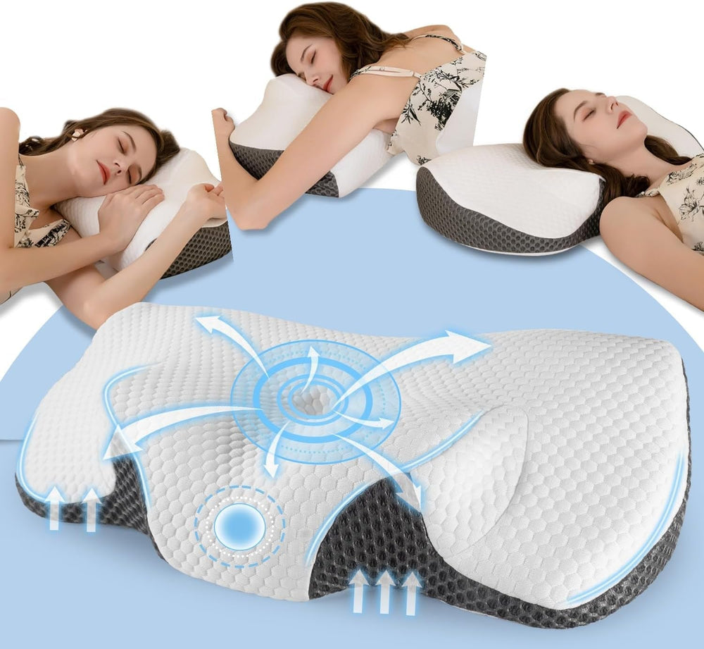 Pernă pentru gât, pernă ortopedică pentru dureri de gât din pernă cu spumă de memorie, pernă ergonomică pentru sprijin optim, pernă de sprijin pentru gât pentru spate lateral și suporturi abdominale Perne ortopedice cervicale Naty Shop Titlu implicit