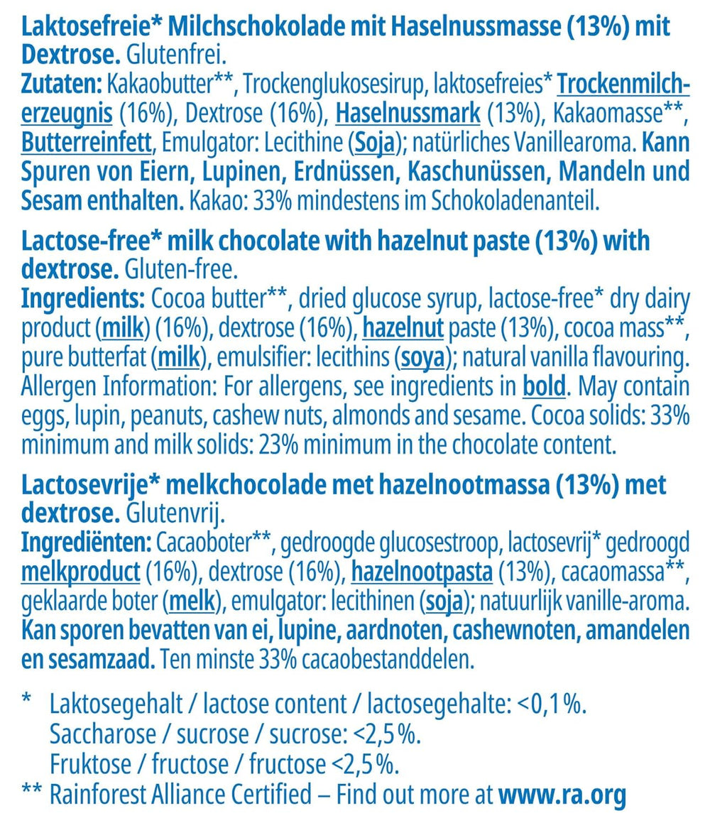 Frankonia Noisette con chocolate y dextrosa, sin lactosa y sin gluten, 80 gramos