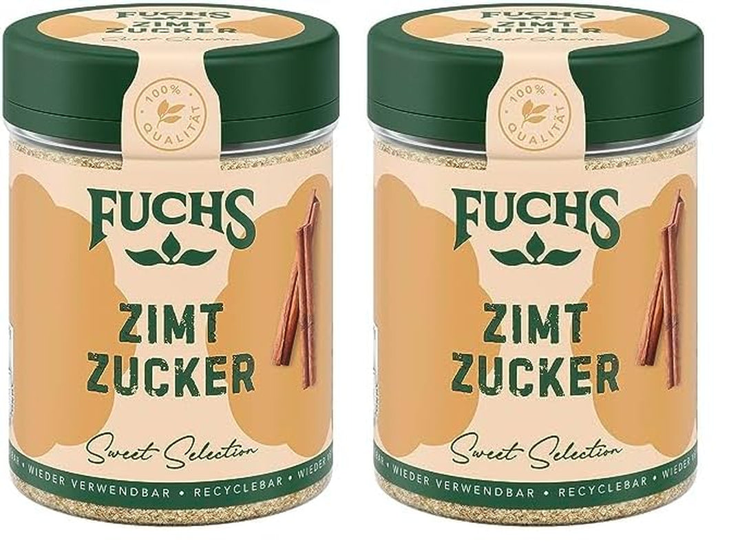 Fuchs Gewürze - Zimt Zucker - Klassiches Gewürz für Milchreis, Pfannkuchen oder Wafeln - aus natürliche Ingrediente - 100 g en wiederverwendbarer, recyclebarer Dosis