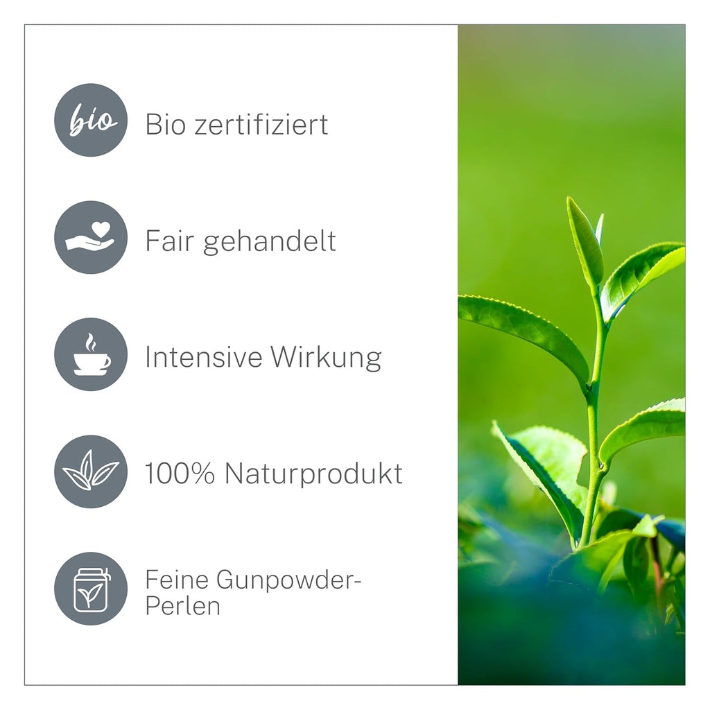 Ceai verde organic Pinhead Gunpowder vrac 1 kg – Ceai verde de înaltă calitate, organic, din China – Gust ușor afumat – Pentru gurmanzi și cunoscători de ceai – Mycupoftea