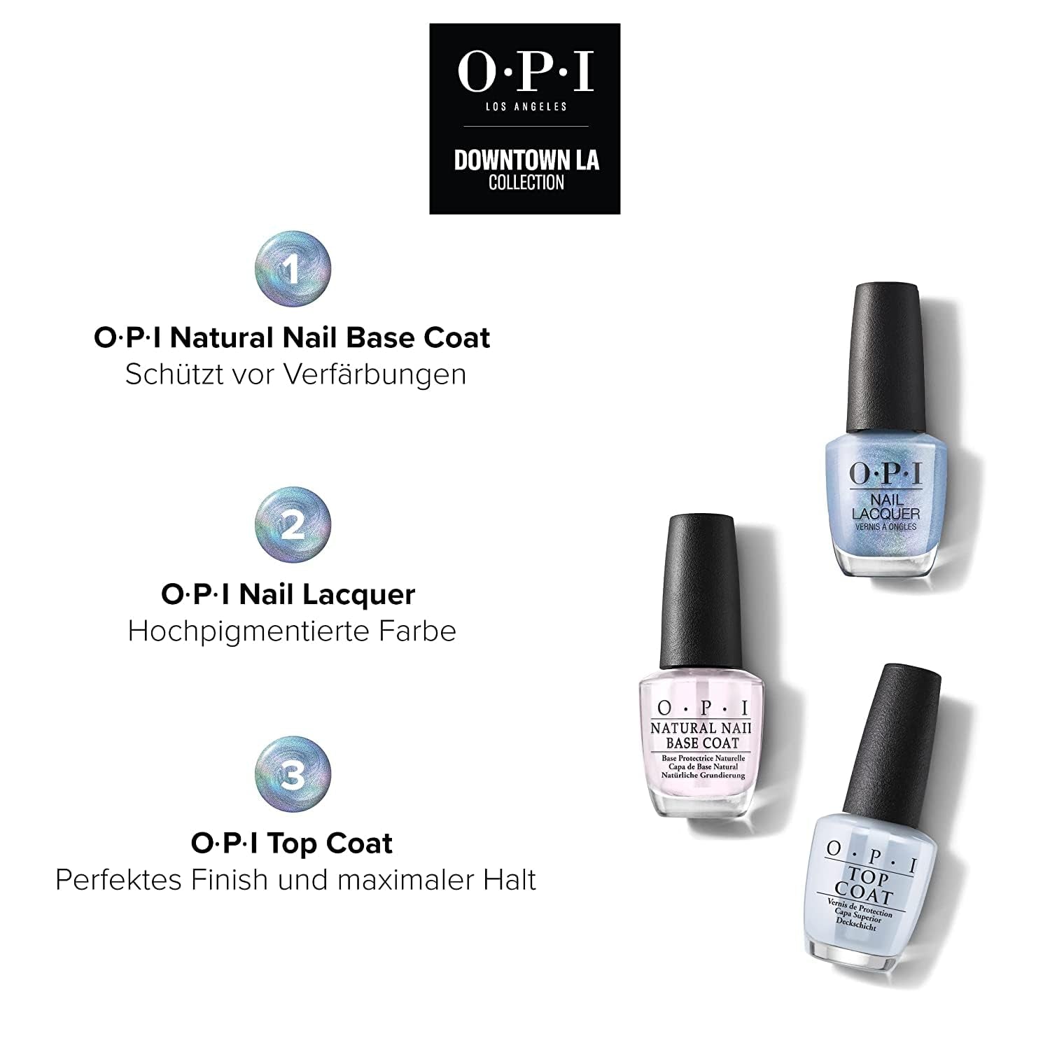 OPI Nail Lacquer en tonos de azul y verde - Esmalte de uñas de secado rápido, resistente a las astillas y de larga duración - dura hasta 7 días - con cepillo extra ancho ProWide