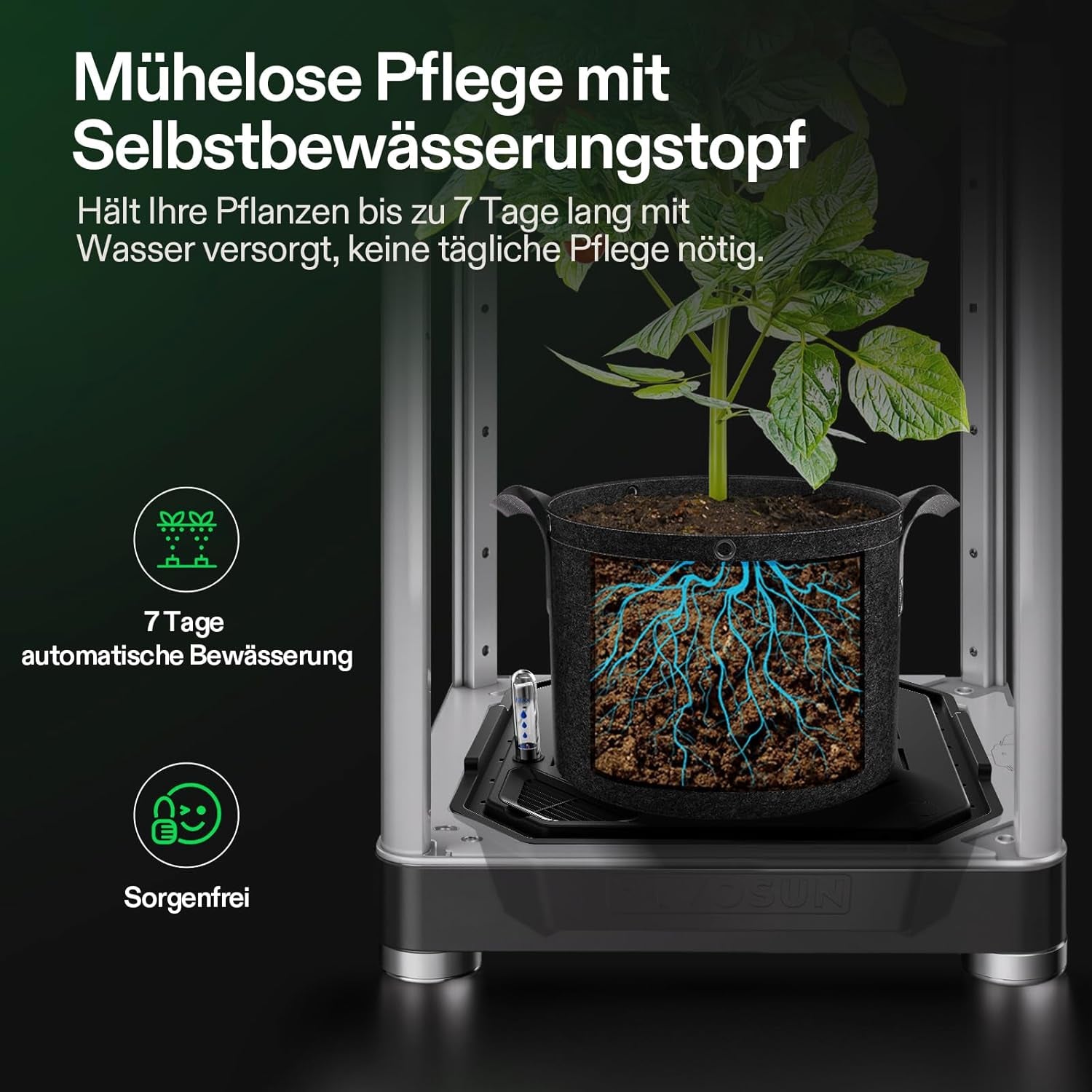 VGrow Caja de cultivo inteligente todo en uno, sistema profesional con lámpara de cultivo Samsung LM301H EVO, sistema avanzado de circulación y ventilación, riego, suministro de nutrientes para hidroponía de interior