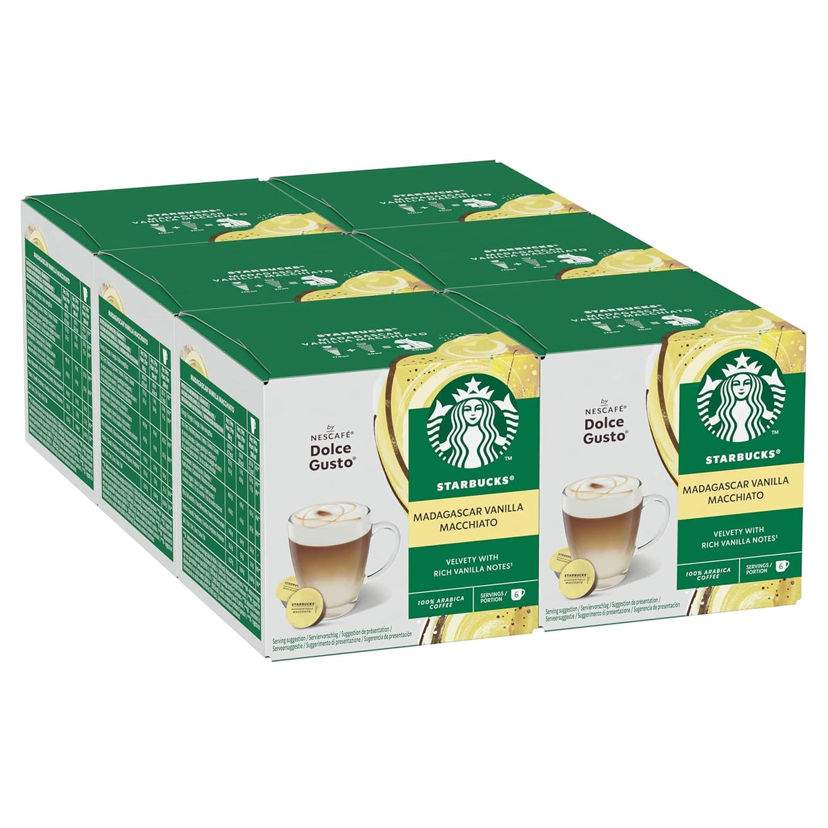 STARBUCKS Vanilla Macchiato by Nescafé Dolce Gusto Kaffeekapseln 6 x 12 (72 Kapseln)