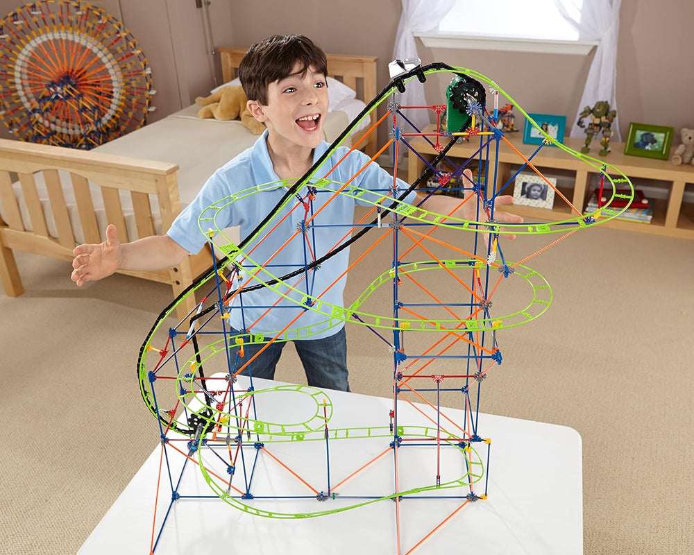 K'NEX 51438 Typhoon Frenzy Montaña rusa, modelo 2 en 1, juego de construcción colorido para niños y niñas, juguete de 19 pies, juego de construcción para niños de 640 piezas para niños a partir de 9 años