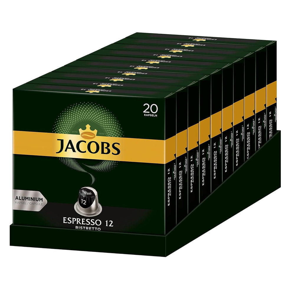 Kaffeekapseln Espresso Ristretto, Intensität 12 von 12, 10 x 20 Getränke & Kaffeekapseln Lungo Decaffeinato- Intensität 6- 200 Nespresso kompatible Kapseln, 10er Pack, 10 x 20 Getränke