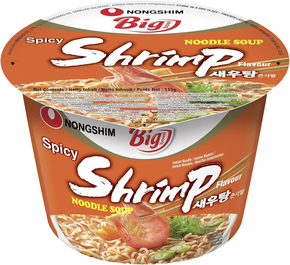 Instant Noodles Nong Shim Kimchi Ramyun Tazón grande - Sopa de ramen coreana - Preparación rápida - 1 paquete 112 g