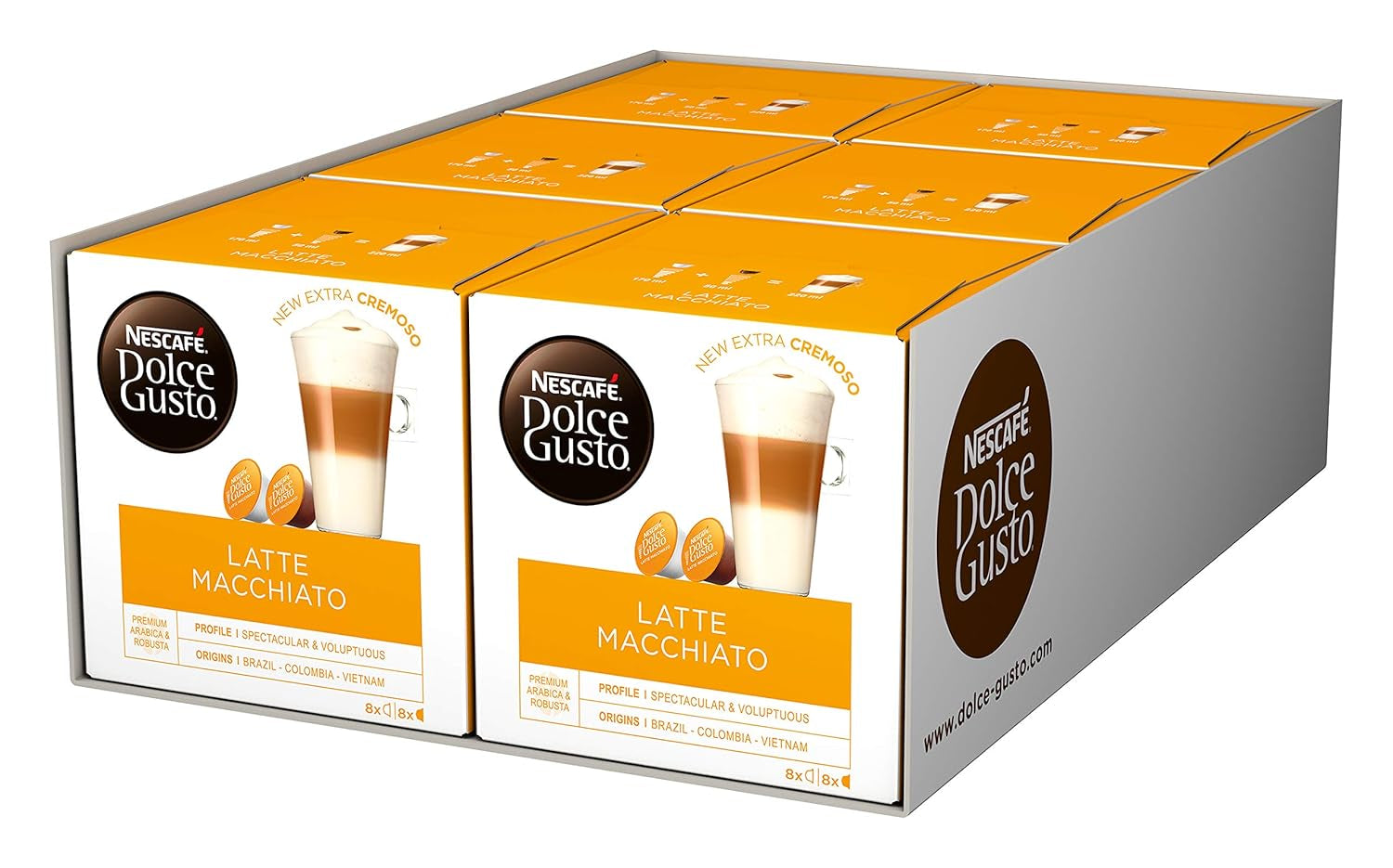 Latte Macchiato | 96 Kaffeekapseln & Latte Macchiato Caramel | 48 Kaffeekapseln | Arabica Robusta Mischung | Feines Karamell Aroma und leckerer Milchschaum