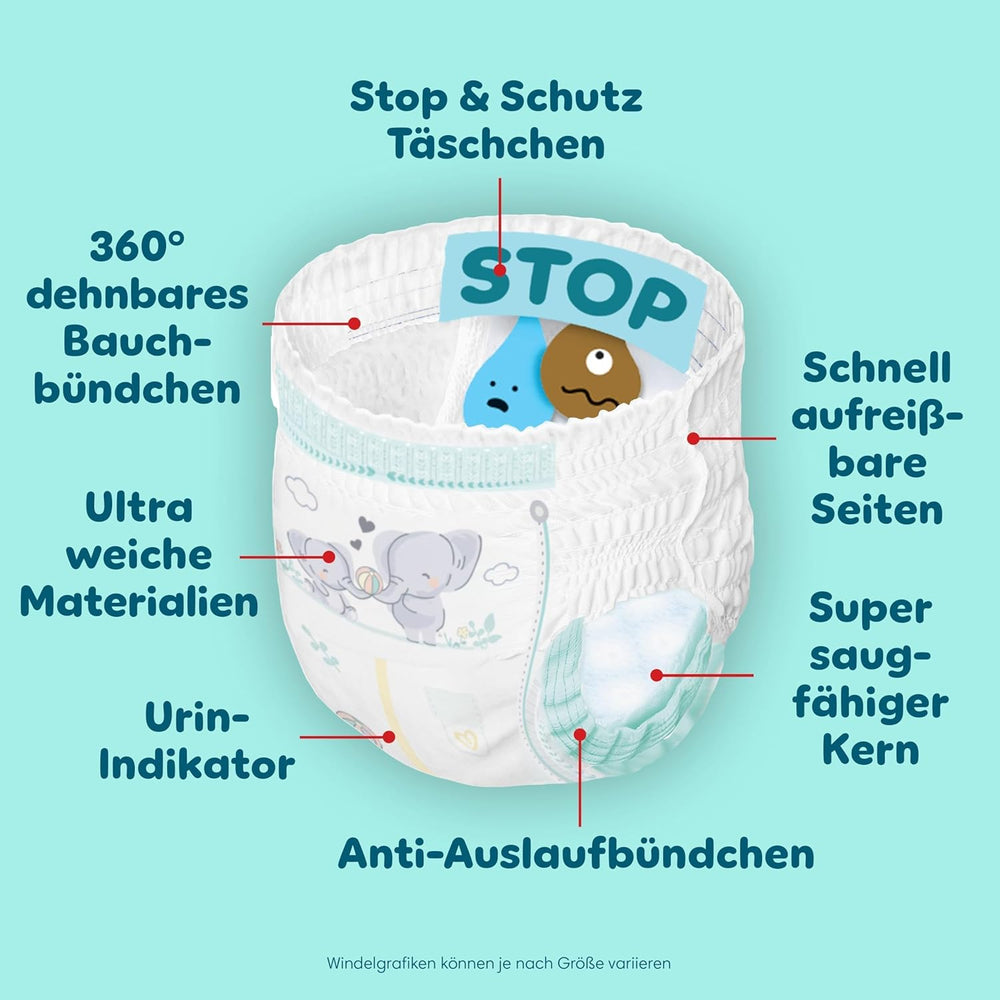 Pampers Premium Protection Pants Talla 7, 123 pañales, 15 kg+, con ajuste de 360° y puños suaves antifugas para una comodidad y protección óptimas