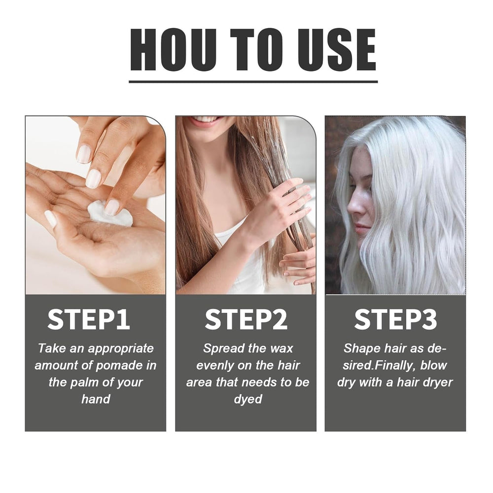 Vopsea de păr albă naturală, Vopsea de ceară de păr albă, Vopsea de păr naturală unisex albă, Vopsea de păr albă, Ceară de păr pentru petrecere Cosplay Halloween, Vopsea de păr Ceară de păr pentru petrecere, 30ML Vopsea pentru par Naty Shop