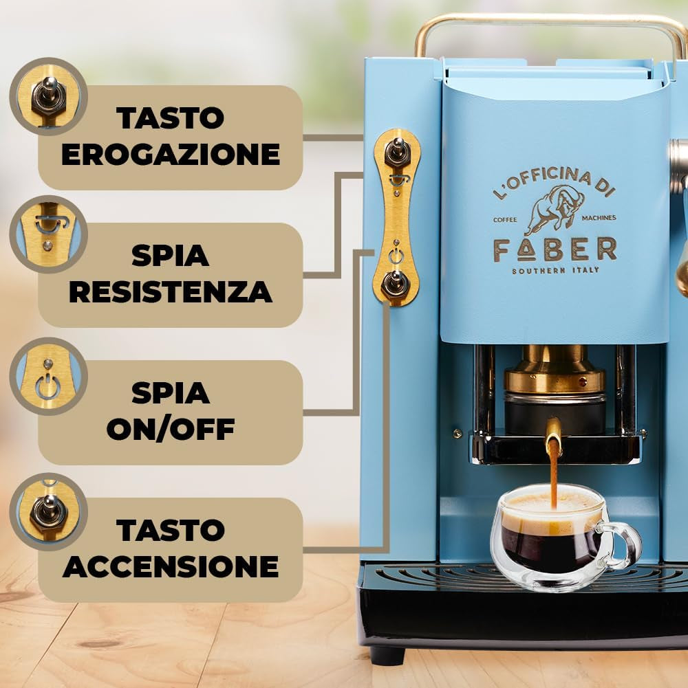Espressor Faber Pro Deluxe din alamă cu capsule de hârtie Ese 44 mm