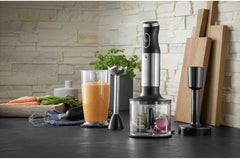 WMF Kult X Stabmixer Set 5-Teilig, Pürierstab, Schneebesen, Stampfer, Zerkleinerer, 600 Watt, Zauberstab Inkl. 700Ml Mixbehälter, Edelstahl Matt Madre e Hijo Naty Shop