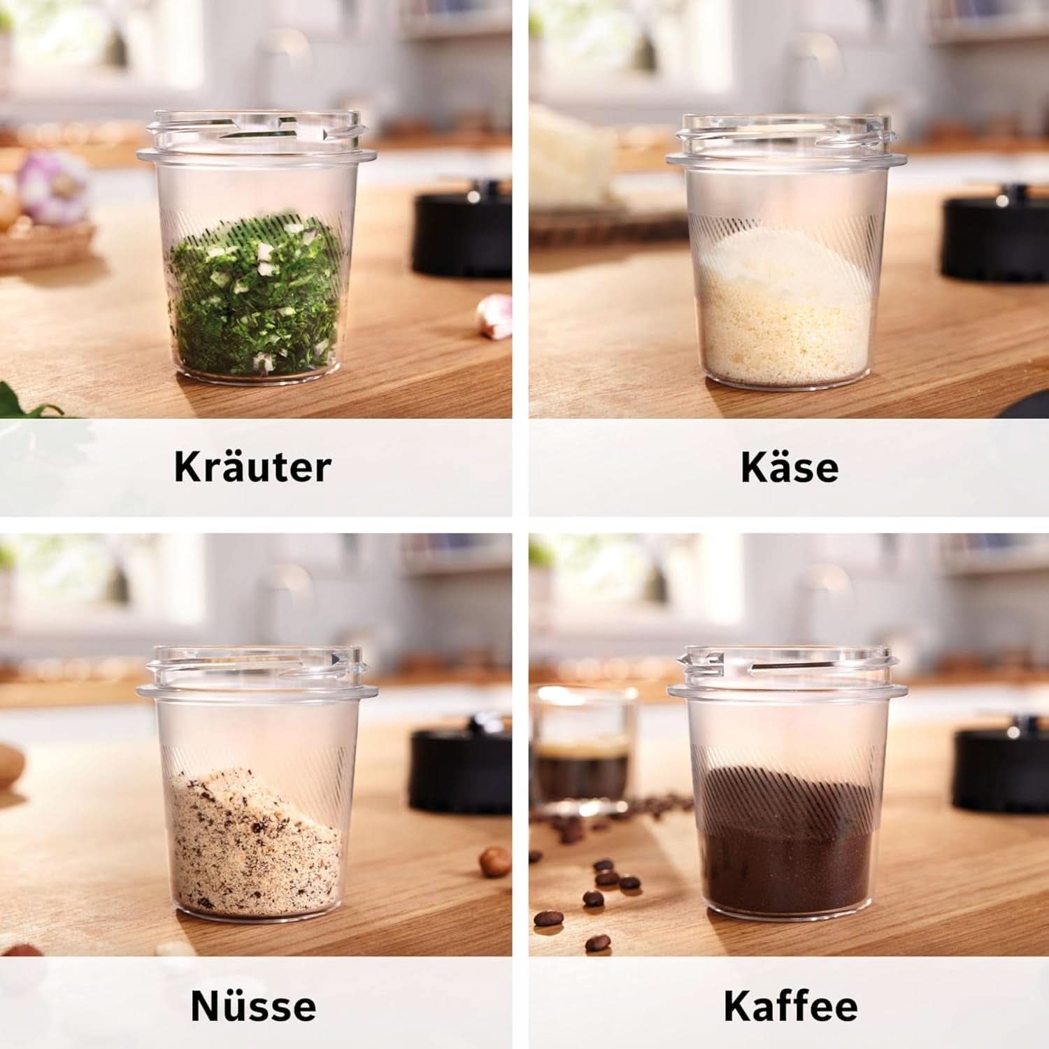 Batidora de mano Bosch Vitapower Serie 4 MMB6177S, Edelstahl-Klingen Made in Germany, Vaso de cristal termoseguro de 1,5 L, Botella para llevar de 0,6 L, Tapón, Kleinerkleinerer universal, 30.000 U/Min, 1200 W, Plata Cocina Naty Shop