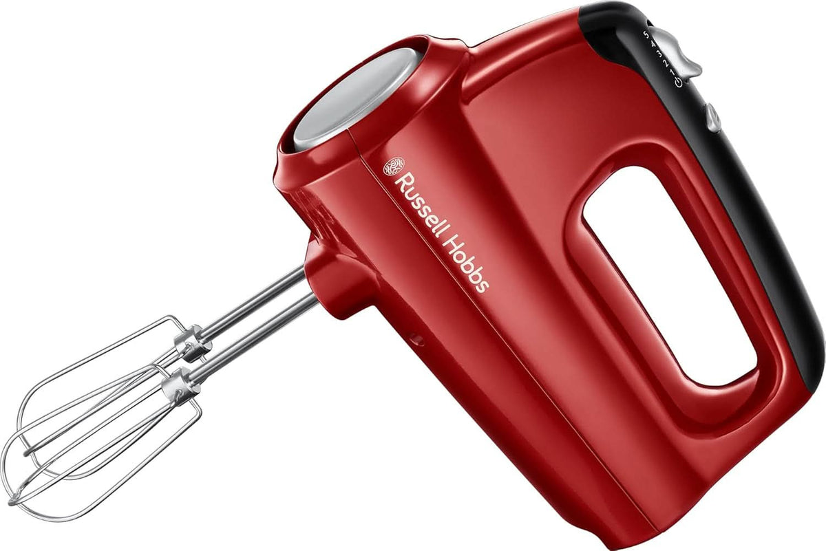 Batidora de mano Russell Hobbs [Handrührgerät] Desire Rot (5 Geschwindigkeitsstufen+Turbofunktion, 2 Spülmaschinengeeignete Rührbesen & Knethaken, Auswurftaste, Aufrechte Parkposition) Handrührer 24670-56 Bucatarie Naty Shop Batidora de mano Single Desire