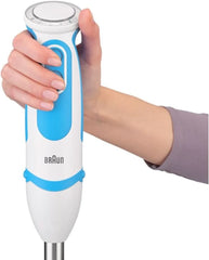 Braun Stabmixer MQ 5260WHBL Stabmixer - Multiquick 5 Vario Pürierstab Mit Edelstahl Mixfuß Und Spiralschneider, 1000 Watt, Inkl. Umfangreiches Zubehör-Set, Weiß/Blau Tienda para madres e hijos Naty