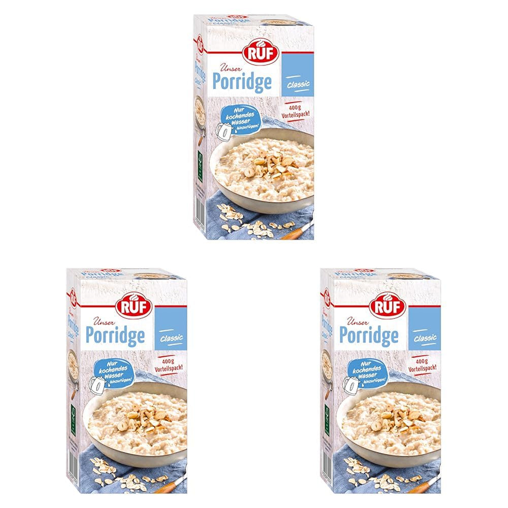 RUF Harina de avena con manzana y canela con copos de avena integrales, delicado sabor a canela y trozos de manzana seca, snacks, paquete a granel, 1 x 400 g