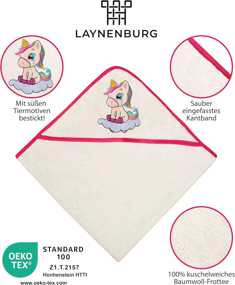 LAYNENBURG Toalla de baño con capucha Premium Baby, 100% algodón - Oeko TEX, 80 x 80 cm Madre e Hijo Naty Shop