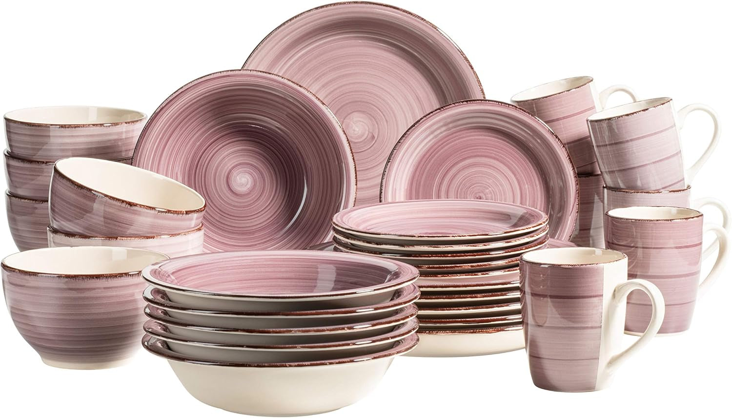 MÄSER 931612 Bel Tempo II 30-Teiliges Vintage Geschirr Set Für 6 Personen, Handbemaltes Keramik Kombiservice in Blau, Steingut, Rauchblau Vajilla Naty Shop Berry